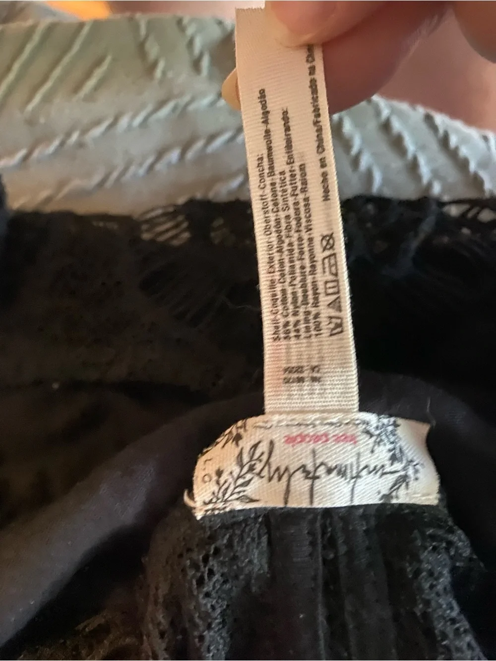 Free People Black Lace-Trim Mini Dress